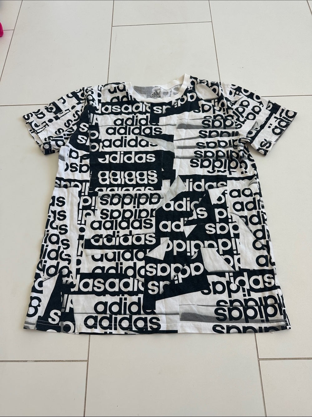 adidas Kids Black & White Logo Print Tee 14/16